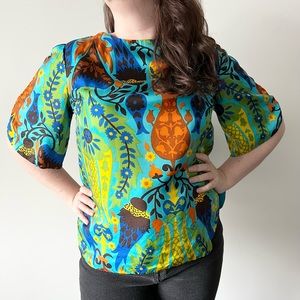 Vintage Stevens California Satin Button Back Blouse Top k